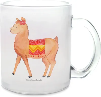 Produktbild von Mr. & Mrs. Panda Teeglas Alpaka Stolz - Transparent - Geschenk, Pott, Lama, Häferl, Glasbecher, Teetasse, Tee Tasse