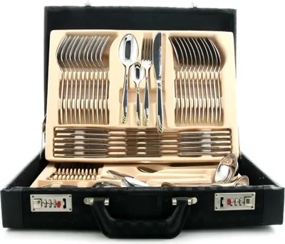 Produktbild von Hochwertiges Besteck Set 72-teilig Koffer Gold 12 Personen Edelstahl 18/10