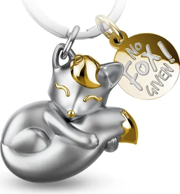 Produktbild von FABACH Fuchs Schlüsselanhänger Foxy mit Gravur - Süßer Schlüsselanhänger Fuchs - Glücksbringer Charm für Frauen - Fuchs Geschenk Beste Freundin Geschenke - Fuchs Anhänger - No Fox Given
