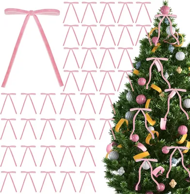 Produktbild von 40 Stš¹ck Rosa Weihnachts Schmetterlingsknoten Deko Schleifen Weihnachten Glitzer Weihnachtsbaum Schleifen Weihnachtsbaumschmuck fš¹r Familienfeiern Party Dekoration