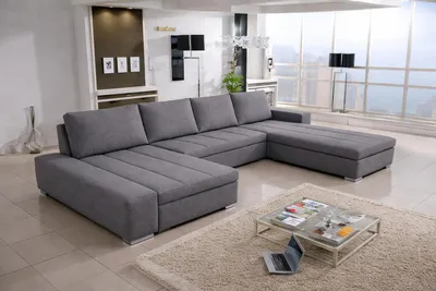 Produktbild von Wohnlandschaft Ecksofa VERONA U – Großzügige Couchgarnitur in U-Form mit Schlaffunktion, Bettkasten und hochwertiger Wellenfederung