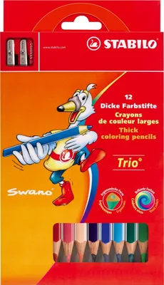 Produktbild von Dreikant-Buntstift Trio dick Kartonetui mit 12 Stiften und 1 Spitzer Packung mit 12 Stück