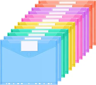 Image de Pochettes pour documents A4 - Organiser les documents - 12 pièces - Imperméable - Multicolore