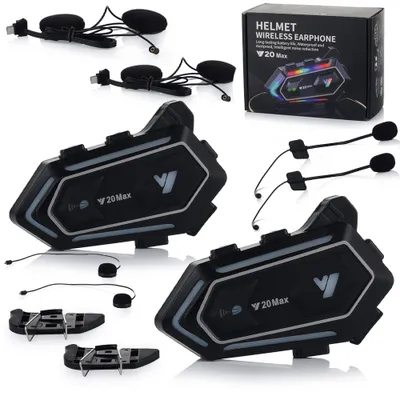 Obrázok produktu pre 2-Pac 1ST Intercom komunikačný systém na motorku, náhlavná súprava na motorku, Bluetooth 5.3, IPX6, náhlavná súprava Bluetooth na motorku s dosahom 1000 m