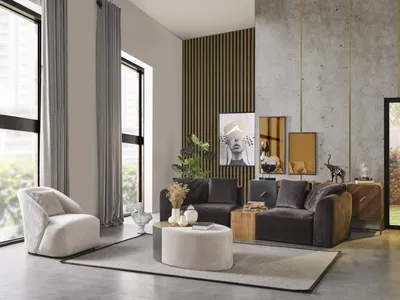 Produktbild von Sofa 3 Sitzer Polster Sofas Textil Wohnzimmer Neu Möbel Modern grau