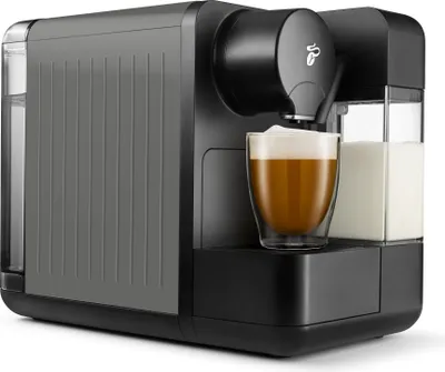 Produktbild von Tchibo Cafissimo „milk“ Kaffeemaschine Kapselmaschine für Caffè Crema, Espresso, Kaffee und Milchspezialitäten, Kapselmaschine mit Milchaufschäumer, auf Knopfdruck, Metallic Silver