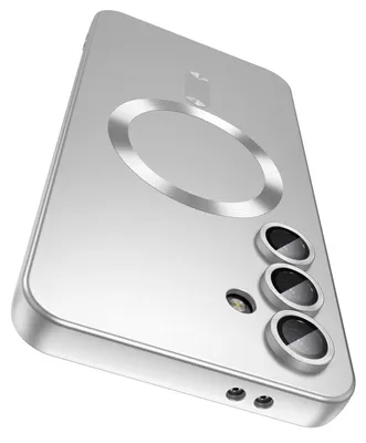 Produktbild von Magnetische Hülle für Samsung Galaxy S24+ Matt Silikon Handyhülle mit Kameraobjektivschutz, Kompatibel mit MagSafe Silber