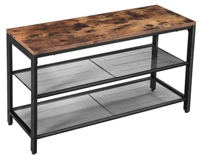Zdjęcie produktu dla Szafka na buty – półka na buty – ławka na buty – styl rustykalny, kolor brązowy – styl industrialny – wymiary: 80 x 30 x 44,5 cm