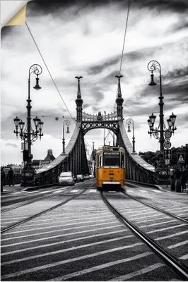 Produktbild von ARTland Wandbild, selbstklebend Budapest Freiheitsbrücke Straßenbahn Größe: 20x30 cm