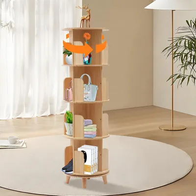 Produktbild von Drehbares Bücherregal mit 4 Regalen und 360 Grad Drehfunktion