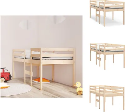 Produktbild von vidaXL Hochbett 90x200 cm Massivholz Kiefer -  Betten & Bettgestelle