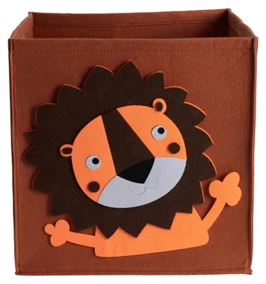Image de Boîte de rangement pour enfants, 30 cm, motif lion - marron, H&L