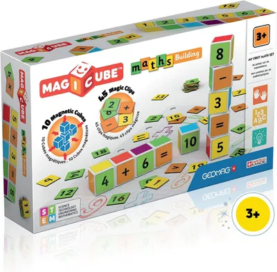 Image de Jeu de construction éducatif Magicube Maths : 16 cubes magnétiques et 45 clips pour construire