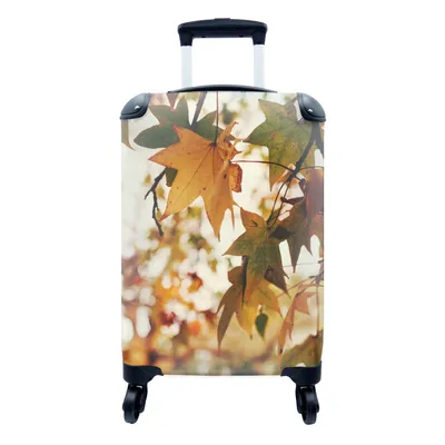 Produktbild von MuchoWow® Koffer Handgepäck Trolley Rollkoffer Kleine Reisekoffer mit 4 Rollen - Natur - Herbstblätter - Rustikal - Cabin Size < 55x40x23 cm & 55x40x20 cm - Fotokoffer - Kabinenkoffer - Boardgepäck - Reise-Box - Reisekoffer - Reisegepäck - Koffer mit Bild - Trolley für Kinder