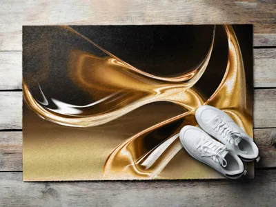Produktbild von Fußmatte Aussen - Schuhmatte Haustür- Schmutzfangmatte Türvorleger - Outdoor Teppich Schmutzfänger - 60x40 cm - Zusammenfassung Gold