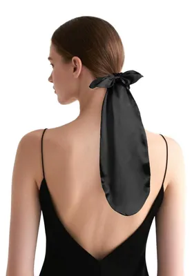 Produktbild von Seidenhaube für Haare, Schlafhaube, Haargummi, Glatt Schwarz