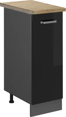 Produktbild von Apothekerschrank Vicco R-Line Schwarz Hochglanz 30 cm , AP Eiche, Model 45739