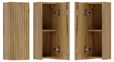 Produktbild von Badezimmer Hängeschrank mit 20 cm Breite, Eiche mit gerillter Front, 1 Tür - NEWPORT-56-EVOKE