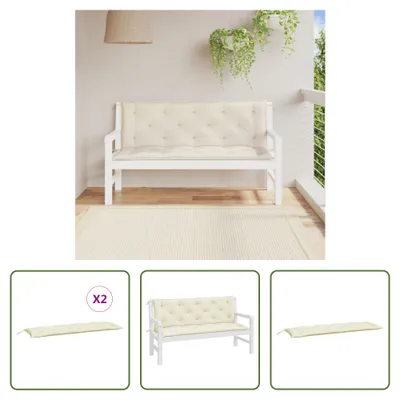 Immagine prodotto di The Living Store Cuscini per panca da giardino 2 pz. Tessuto Oxford bianco crema 150x50x7 cm