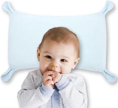 Produktbild von Famanu Babykissen mit Hasenohren - atmungsaktives Kopfkissen, blau