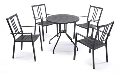 Immagine prodotto di Set Tavolo 4 Sedie da Giardino in Acciaio Nero