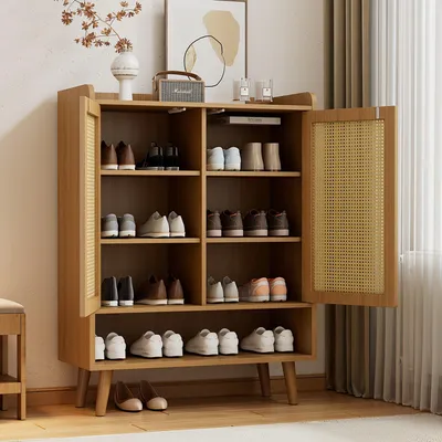 Zdjęcie produktu dla Szafka na buty - Półka na buty - Organizer na buty - Mała szafka na buty - Szuflada na buty - Naturalny rattan