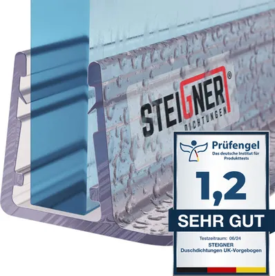 Produktbild von STEIGNER Duschdichtung, 60cm, Glasstärke 6/7/ 8 mm, Gerade PVC Ersatzdichtung für Dusche, UK14