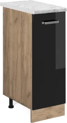 Produktbild von Apothekerschrank Vicco R-Line Schwarz Hochglanz 30 cm AP Marmor, Model 45519