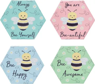 Produktbild von Sass & Belle Bee Happy Untersetzer, 4 Stück