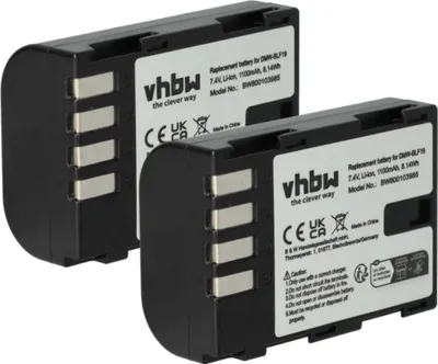 Produktbild von vhbw 2x Akku kompatibel mit Panasonic Lumix DMC-G9, DC-GH5, DC-GH5M, DC-GH5L, DMC-GH3, DMC-GH3A, DMC-GH3AGK Kamera (1100 mAh, 7,2 V, Li-Ion)