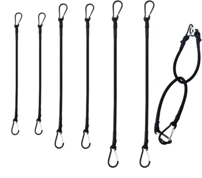 Productafbeelding van Set van 6 Tension Rubber met Haken en Karabiner 40-60-100 cm