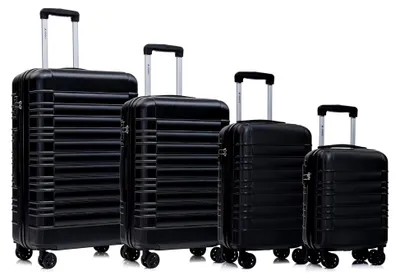 Produktbild von Reisekoffer mit TSA-Schloss, Hartschalen-Trolley, Kabinenkoffer mit 4 Rollen (Schwarz, Set S-M-L-XL)