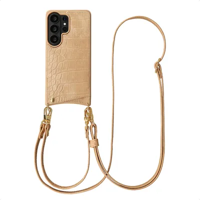 Obrázok produktu pre Puzdro na telefón Selencia Nova Croco s remienkom a priehradkou na karty pre Samsung Galaxy S26 Ultra – Toasted Almond