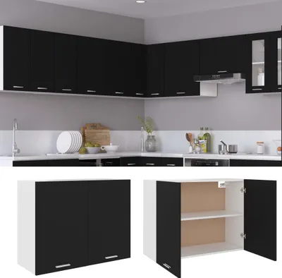 Produktbild von vidaXL Hängeschrank Lyon Schwarz 80x31x60 cm Holzwerkstoff