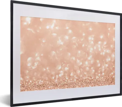 Produktbild von MuchoWow® MuchoWow® Gerahmtes Poster Lachsrosa Glitzer 40x30 cm - Poster mit zchwarzem Bilderrahmen - Bilderrahmen - Poster im Rahmen
