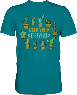 Produktbild von Abstand Halten Lustiges Kaktus T-Shirt – Diva Blue / 3XL