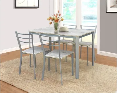 Immagine prodotto di Tavolo da cucina e sala da pranzo + 4 sedie ATENE grigio e sonoma.