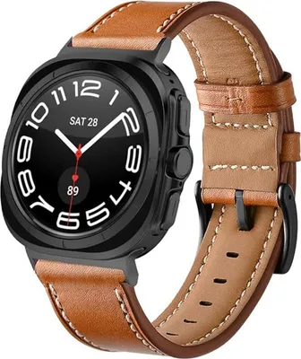 Produktbild von Strap-it Lederarmband mit Schnallenverschluss - passend für Samsung Galaxy Watch Ultra / Ultra 2025 (braun)