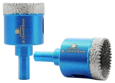 Obrázek produktu pro Diamantové vrtáky pro suché vrtání, průměr 35 mm, vhodné pro dlaždice, keramiku a granit, 2 kusy