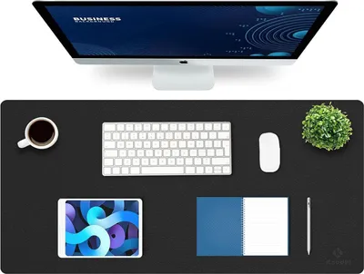 Image de Knodel Tapis de table 90x43cm PVC étanche Tapis de souris pour ordinateur portable Bureau noir