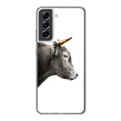 Produktbild von MuchoWow® Handyhülle Schutzhülle Hülle für Samsung Galaxy S21 FE Schottischer Highlander - Horn - Gold Silikon Softcase Handy Hülle - Mobiltelefonhülle