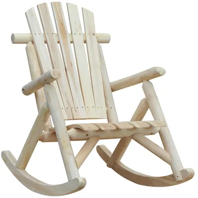 Image de Fauteuil à bascule en sapin, couleur naturelle, fauteuil de détente classique pour le jardin