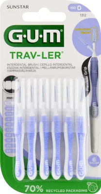 A package of GUM Trav-Ler interdental brushes.