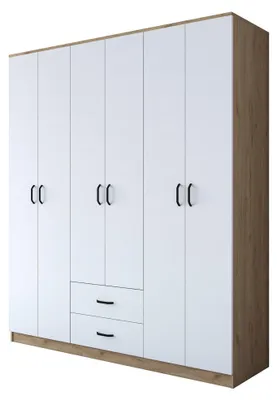Produktbild von Tadasuni - Großer Kleiderschrank, 180x210h cm Weiß, 5 Regalböden