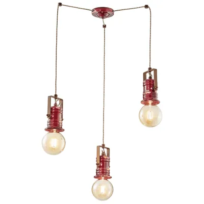 Produktbild von Ferroluce Pendelleuchte Hängelampe Urban Vintage Bordeaux Rot max. 3 x 53W E27 handgefertigt Keramik