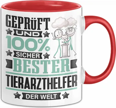 Produktbild von Tierarzthelfer Geschenk Lustiger Spruch für Tierarzthelfer Geschenkidee Bester Tierarzthelfer Der Welt (Rot)