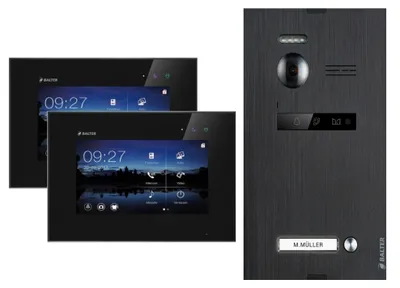 Produktbild von Video Gegensprechanlage BALTER EVO 2-Draht BUS  für Einfamilienhaus mit 2 x Touchscreen 7" Monitor Schwarz-Schwarz