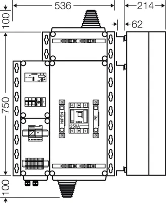 Produktbild von HENSEL PV-Freischaltstelle Mi AE 1243 150 kVA 3p m.Leistungsschalter
