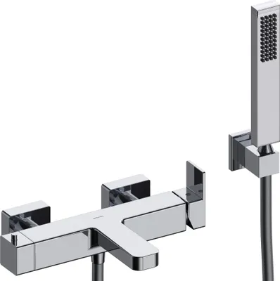 Produktbild von SANYCCES CUBO Aufputz Wannen & Brausebatterie mit Brausehalter, Handbrause & Brauseschlauch, chrom