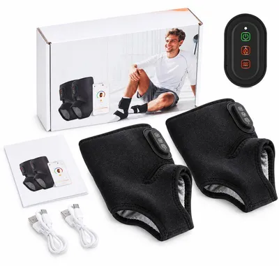 Produktbild von Fußmassagegerät mit Wärme, elektrisches Knöchel Massagegerät im 2er-Set, 3 Vibrationsstufen, 35–65 °C, 3000 mAh, Schwarz